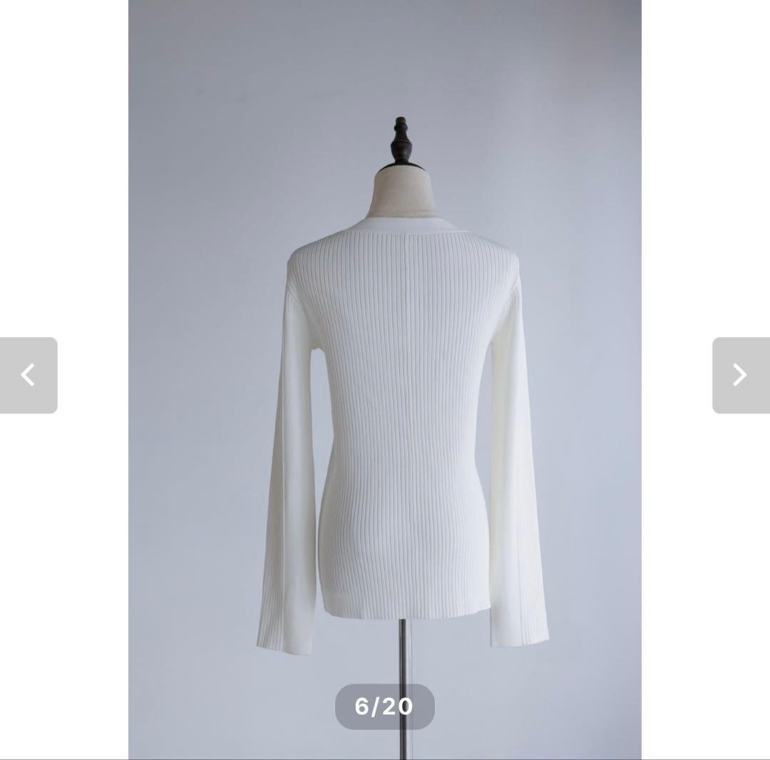 pois compact rib cardigan ホワイト
