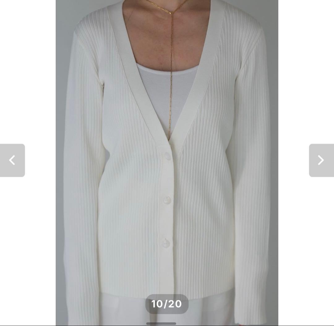 pois compact rib cardigan ホワイト