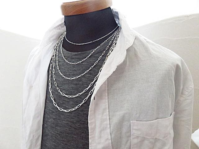 【ゆう】長あずきチェーン ４面カット 4.2mm 45cm シルバー925