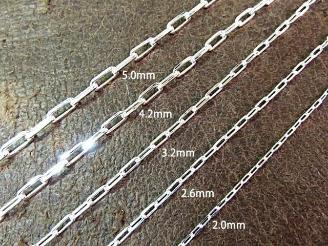 【ゆう】長あずきチェーン ４面カット 4.2mm 45cm シルバー925