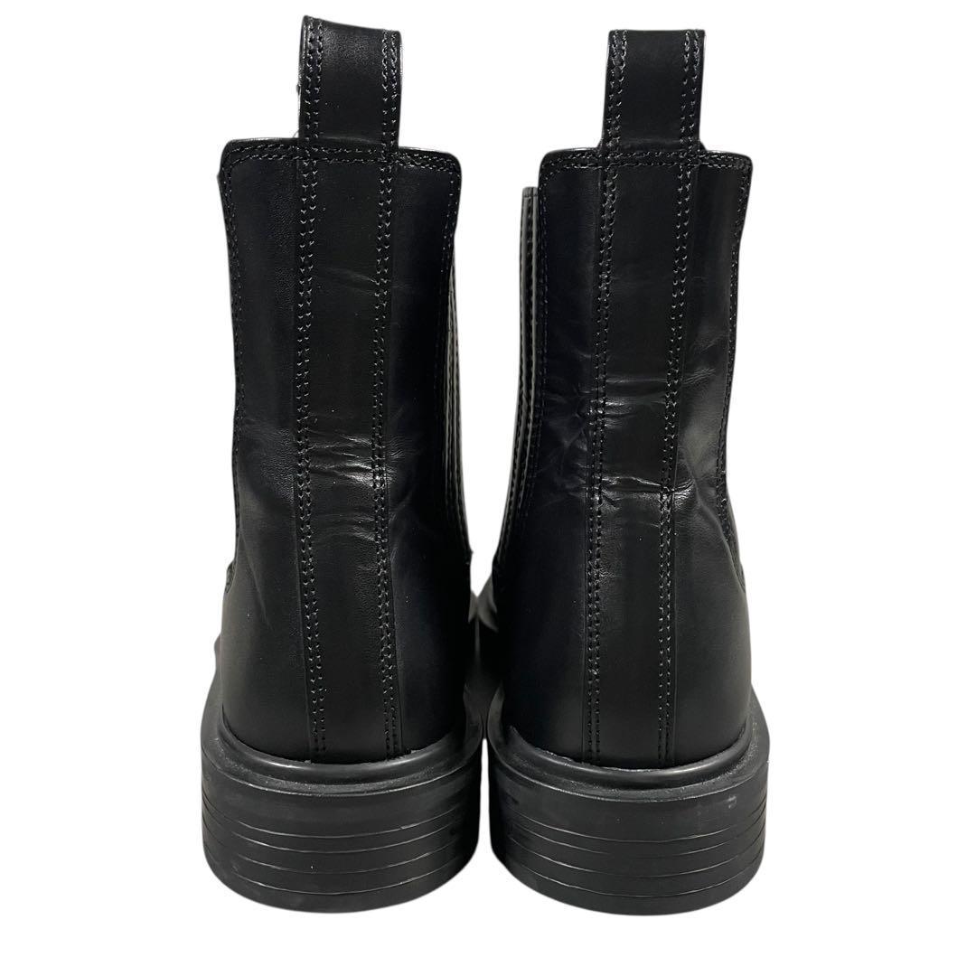 新品【36】ZARAレザー サイドゴア アンクルブーツ 本革 ブラック ザラ