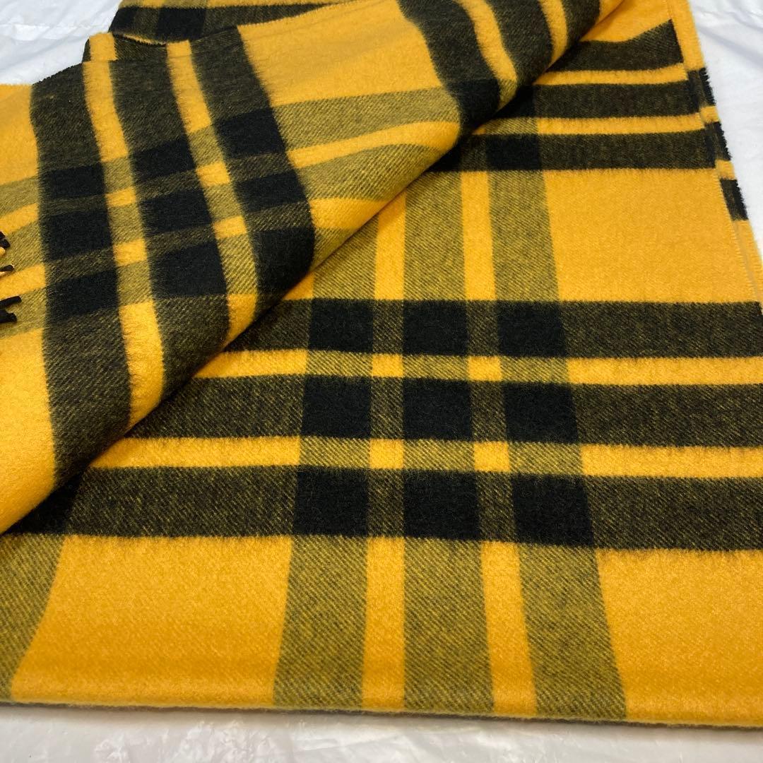 新品 ジョンストンズ カシミヤ100％ 大判ストール イエロー チェック