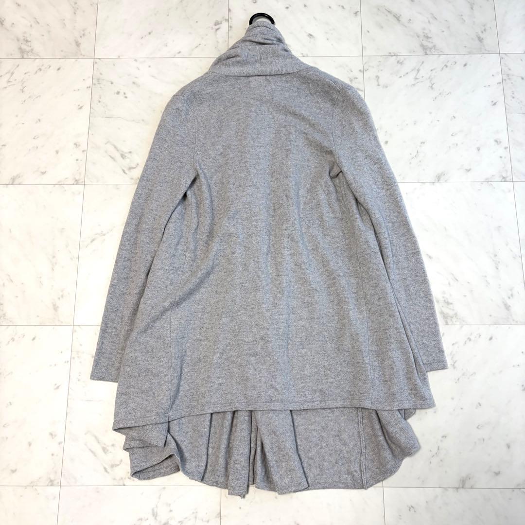 美品 デミリー カシミヤ100% ドレープカーディガン ガウン 羽織り グレーS