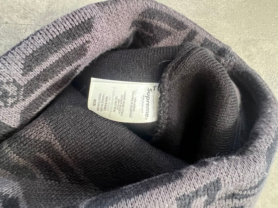 Supreme ビーニー　ニット帽　ブラック グレー 2022FW 希少モデル