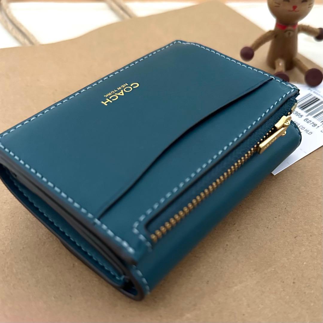★ 新品 COACH コーチ　財布 三つ折り財布　グリーン　ミニウォレット
