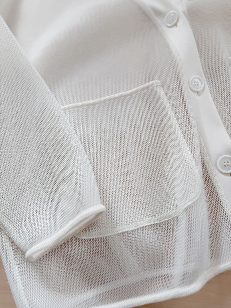 pois♡完売！ダブルメッシュカーディガン アイボリー