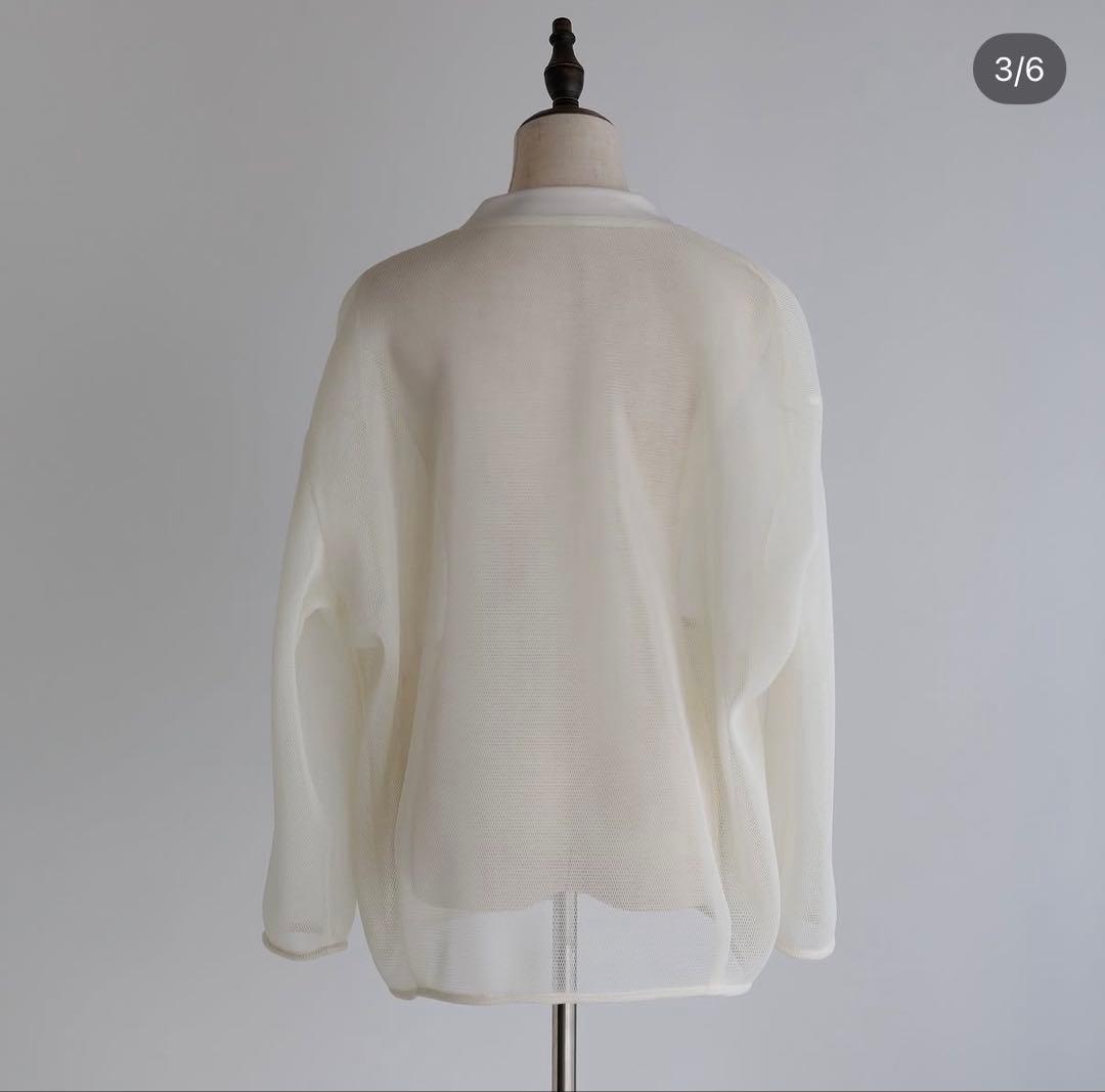 pois♡完売！ダブルメッシュカーディガン アイボリー