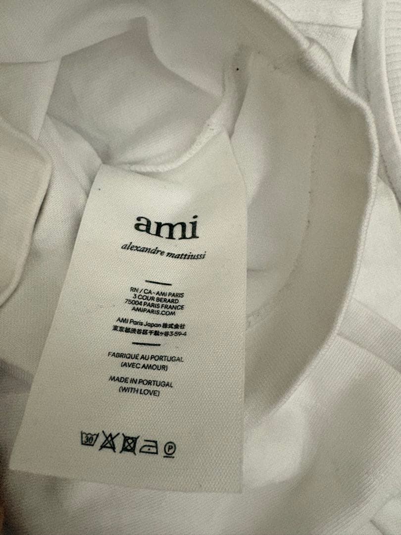 ami ハート刺繍 Tシャツ ホワイト