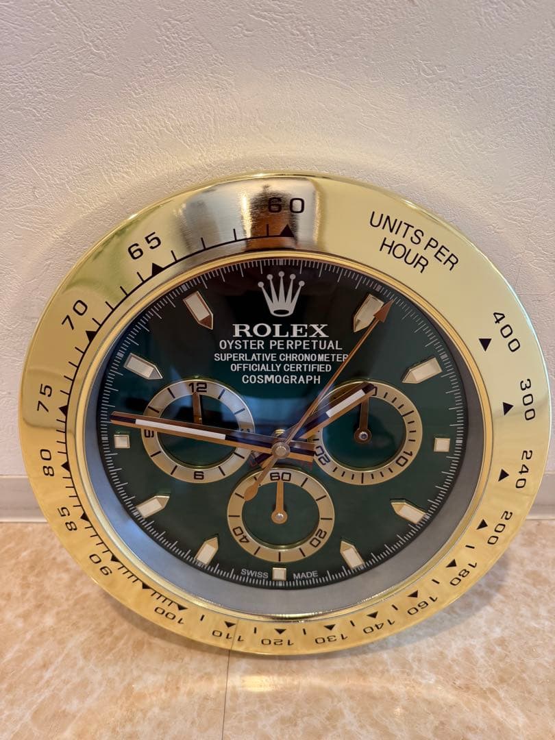 ROLEX DAYTONA風　壁掛時計ゴールド×グリーン　人気色
