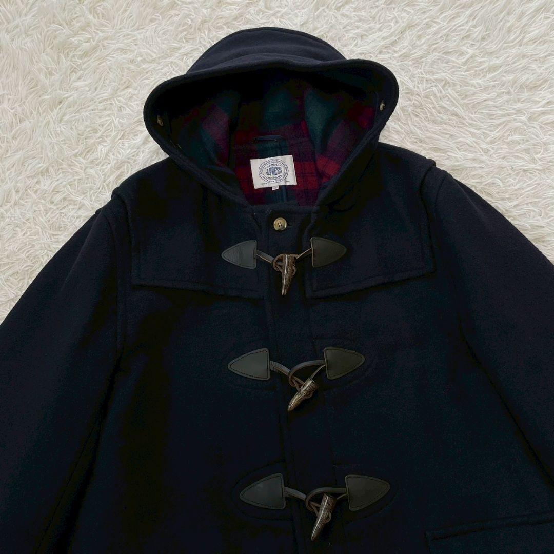 J.PRESS ダッフルコート　ロング　チェック　紺　ウール チンガード