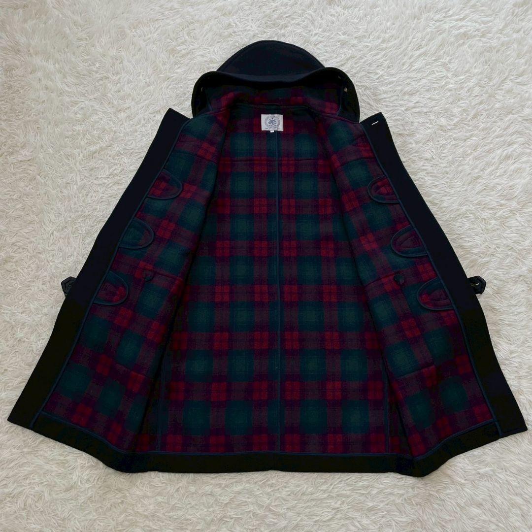 J.PRESS ダッフルコート　ロング　チェック　紺　ウール チンガード