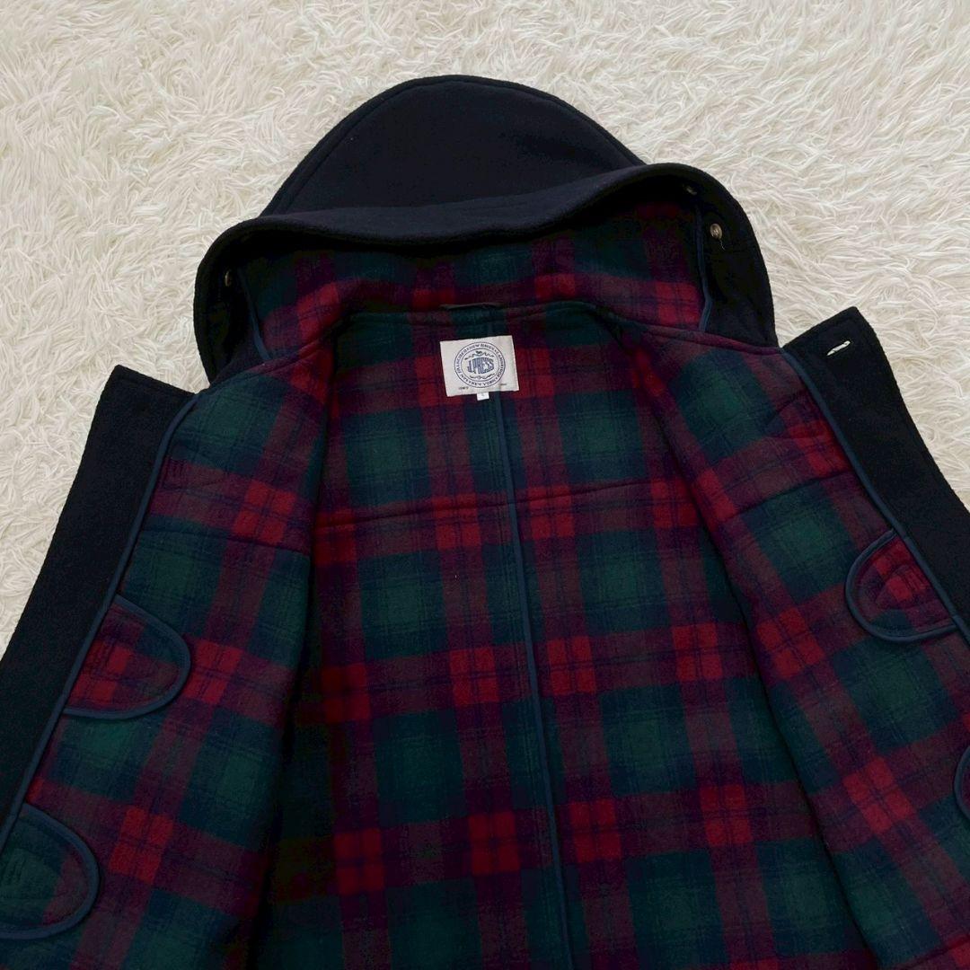 J.PRESS ダッフルコート　ロング　チェック　紺　ウール チンガード