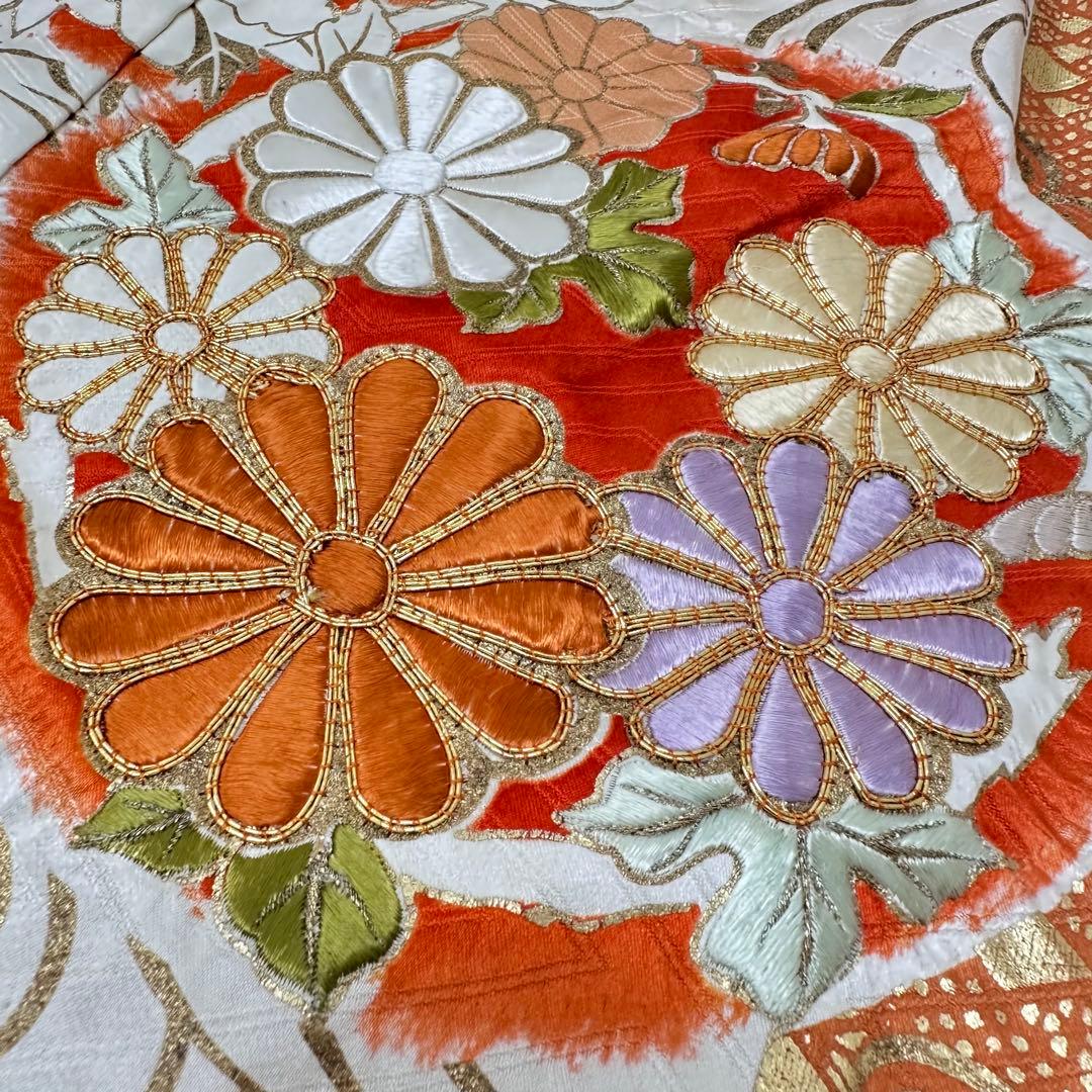 k*o様 振袖 裄66 トールサイズ 染めに豪華刺繍 着物 正絹 広衿 RK-6