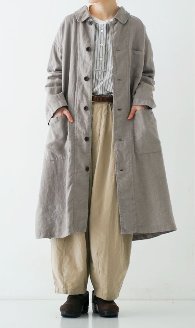 nest Robe リネン ステンカラー ライトコート
