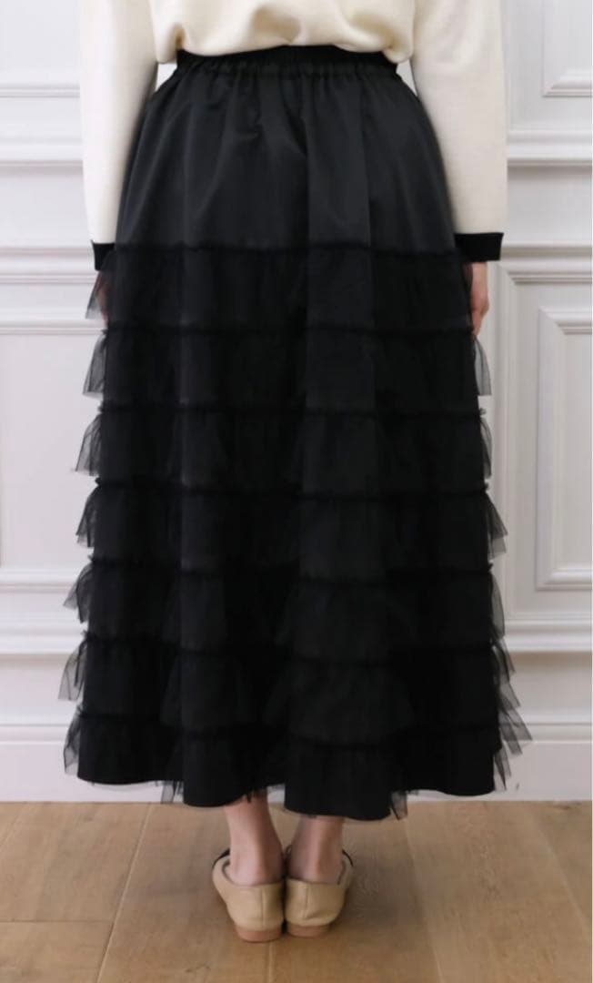 アンミヌ　ティアードフルスカート （BLACK）