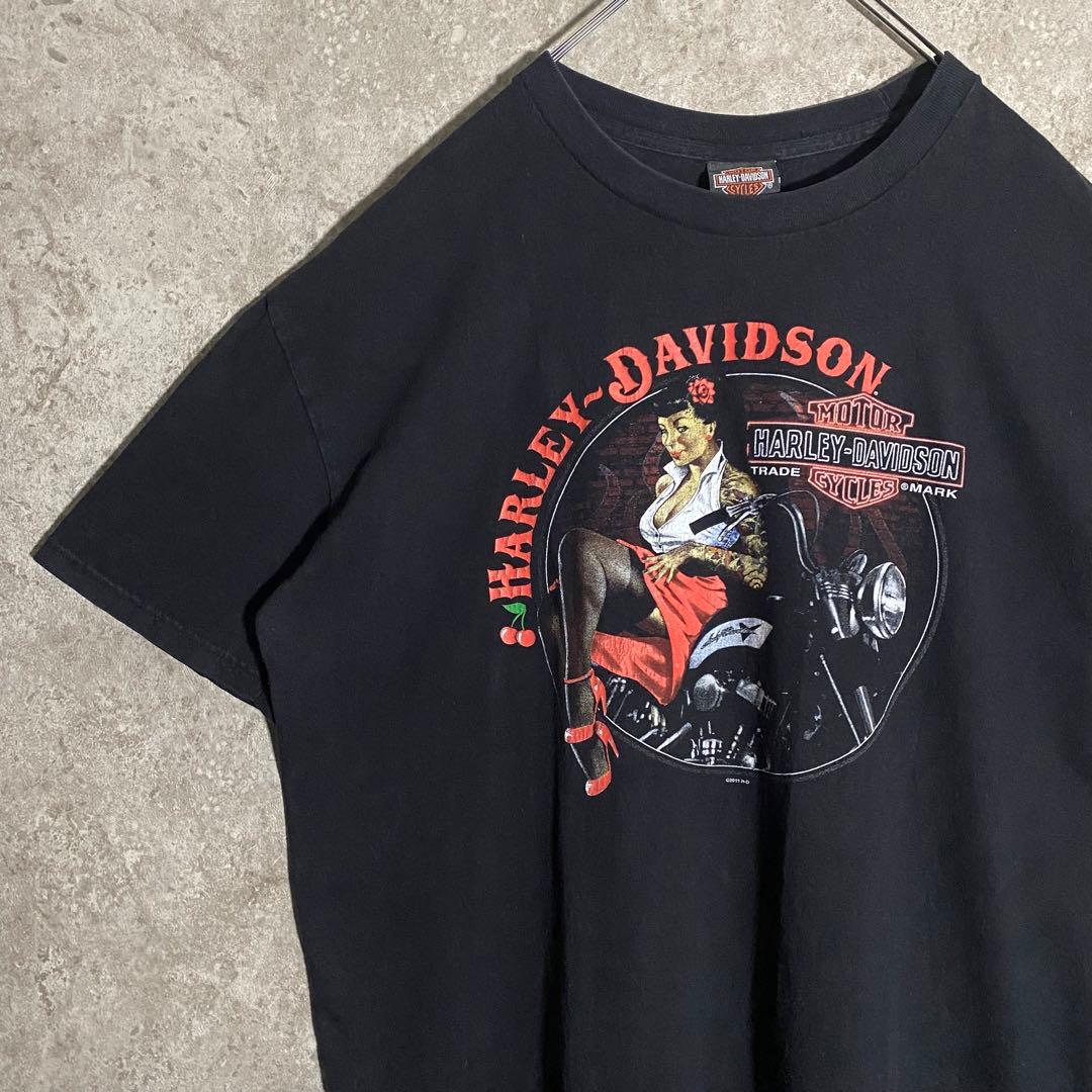 【希少】ハーレーダビッドソンTシャツ 2011年製 バイクガール アメリカ XL