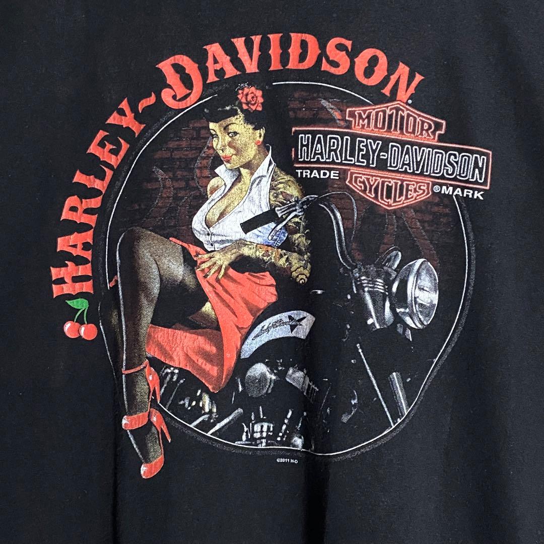 【希少】ハーレーダビッドソンTシャツ 2011年製 バイクガール アメリカ XL