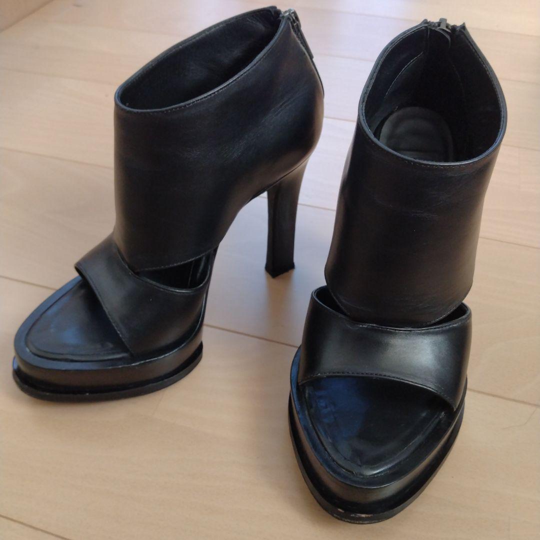^*^様 ブラックオープントゥヒールブーツ　Size23センチ