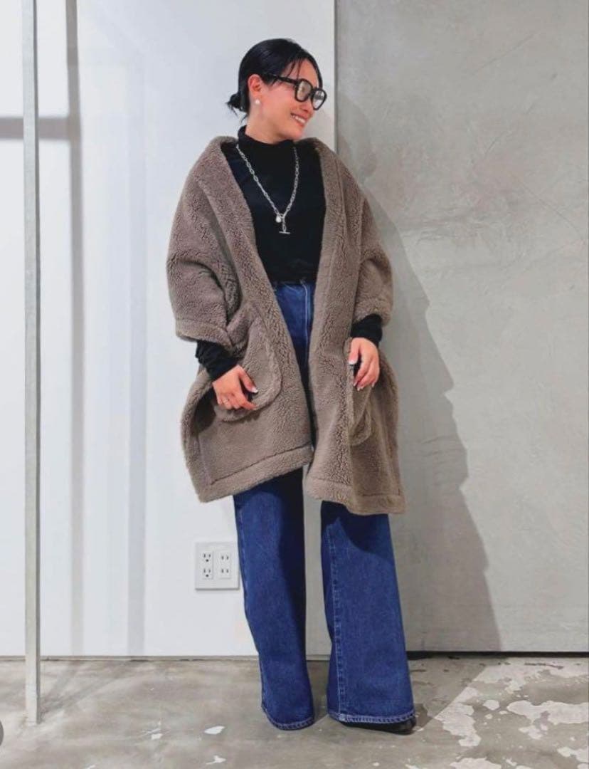 【美品】HAINT ハウント　ボアストール　ダークベージュ