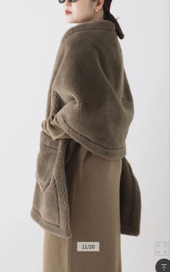 【美品】HAINT ハウント　ボアストール　ダークベージュ