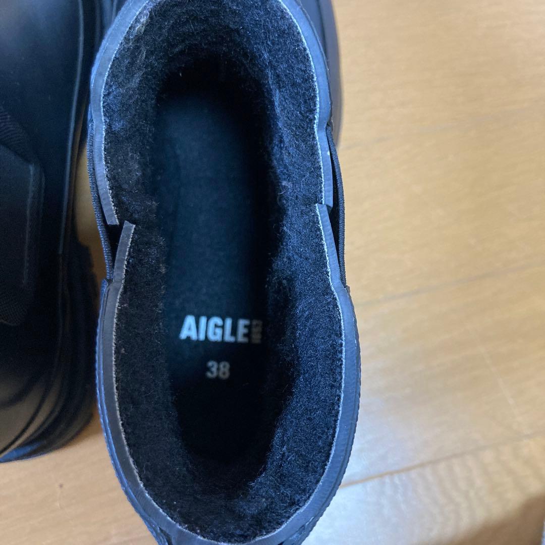 AIGLE ブラック ショートブーツ 厚底　24cm 38 24.0