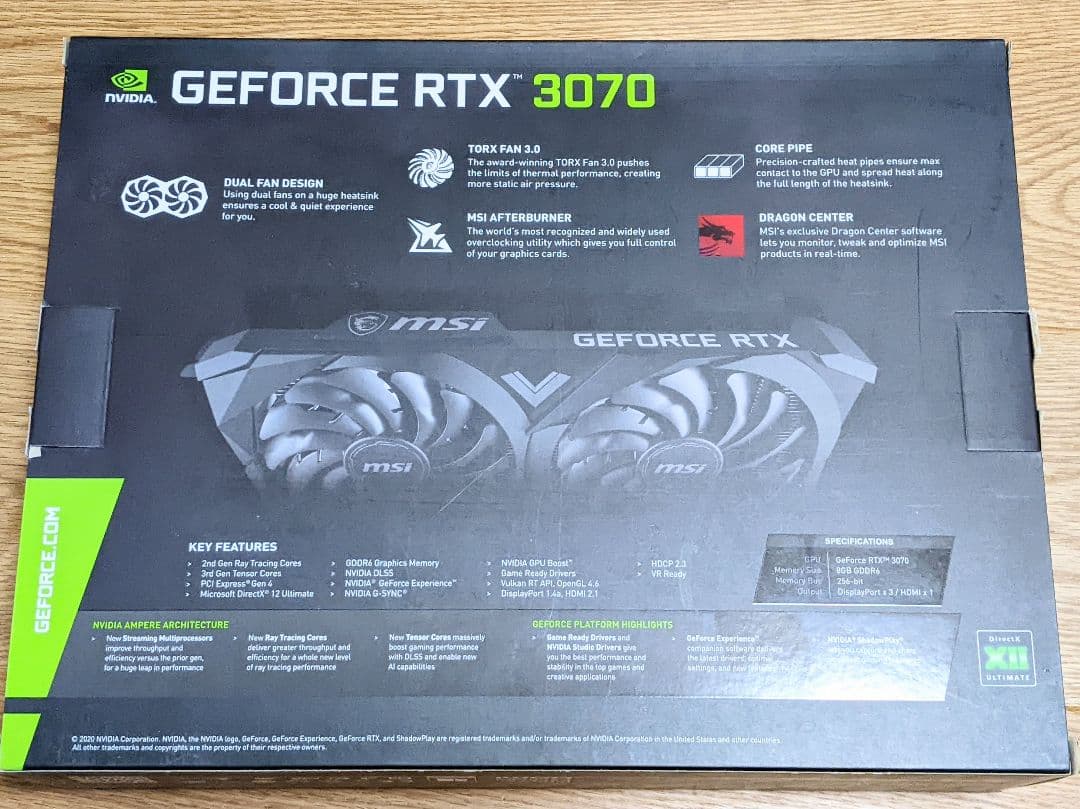 グラフィックボード・グラボ・ビデオカード MSI GeForce RTX 3070 Ventus 2X OC
