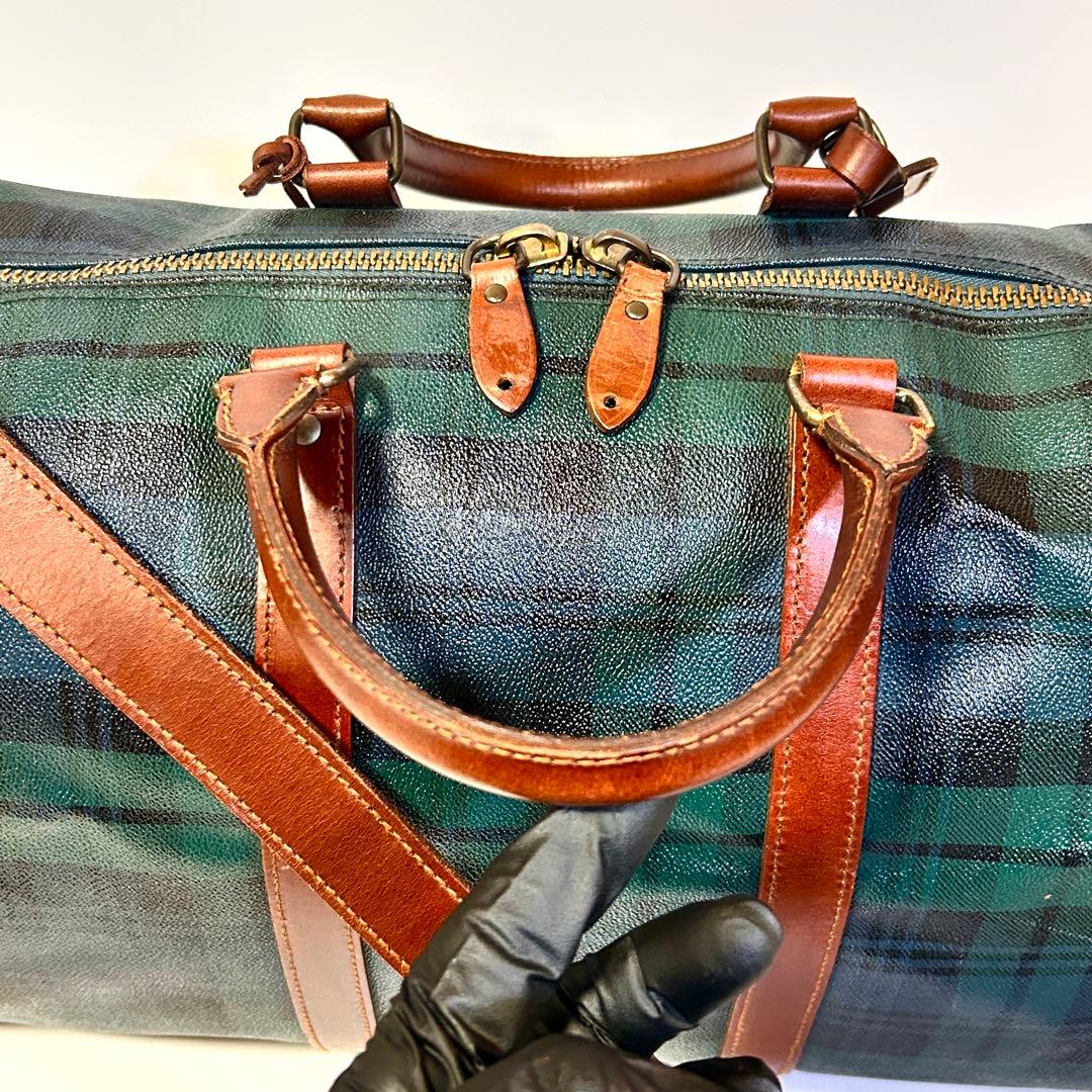 【良品】ラルフローレン 2WAY ボストンバッグ チェック PVCレザー 希少