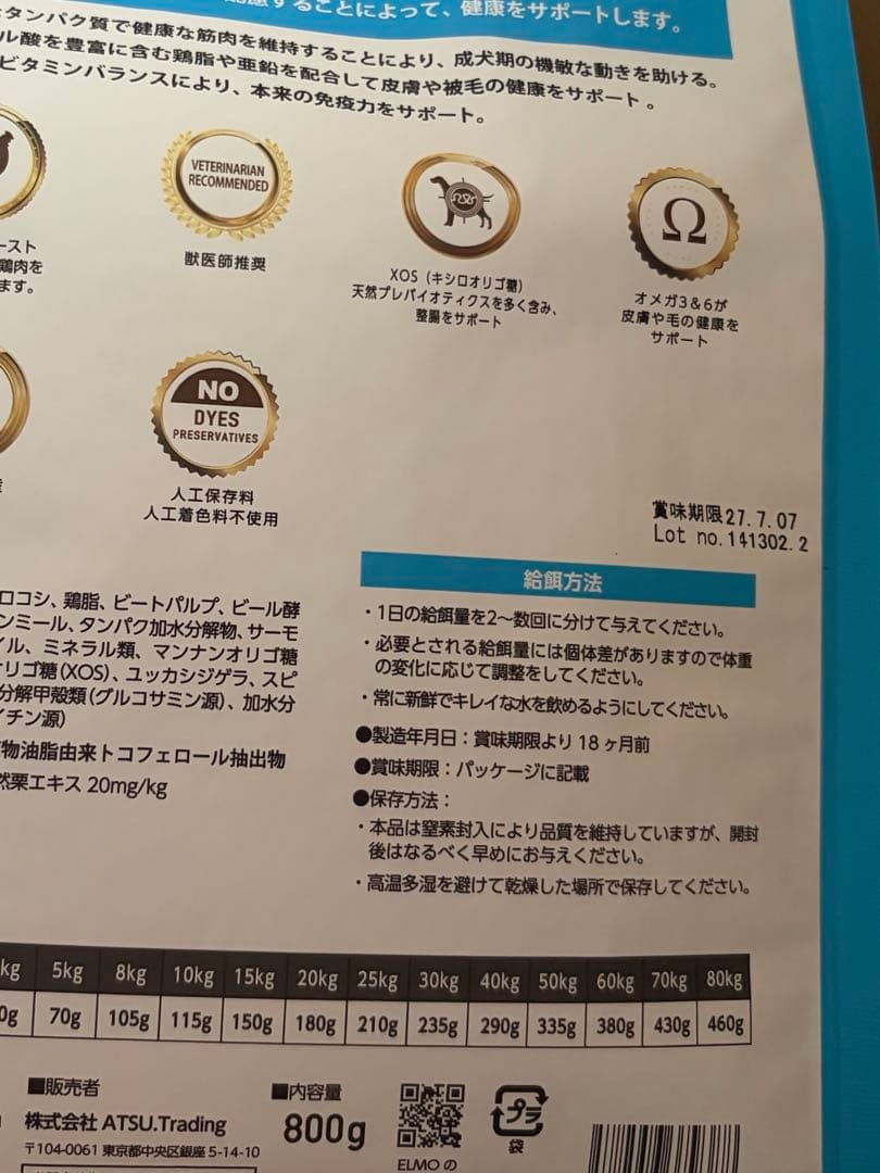 エルモ　ELMO 成犬用　リッチインチキン（3kg1袋＋800g3袋セット）