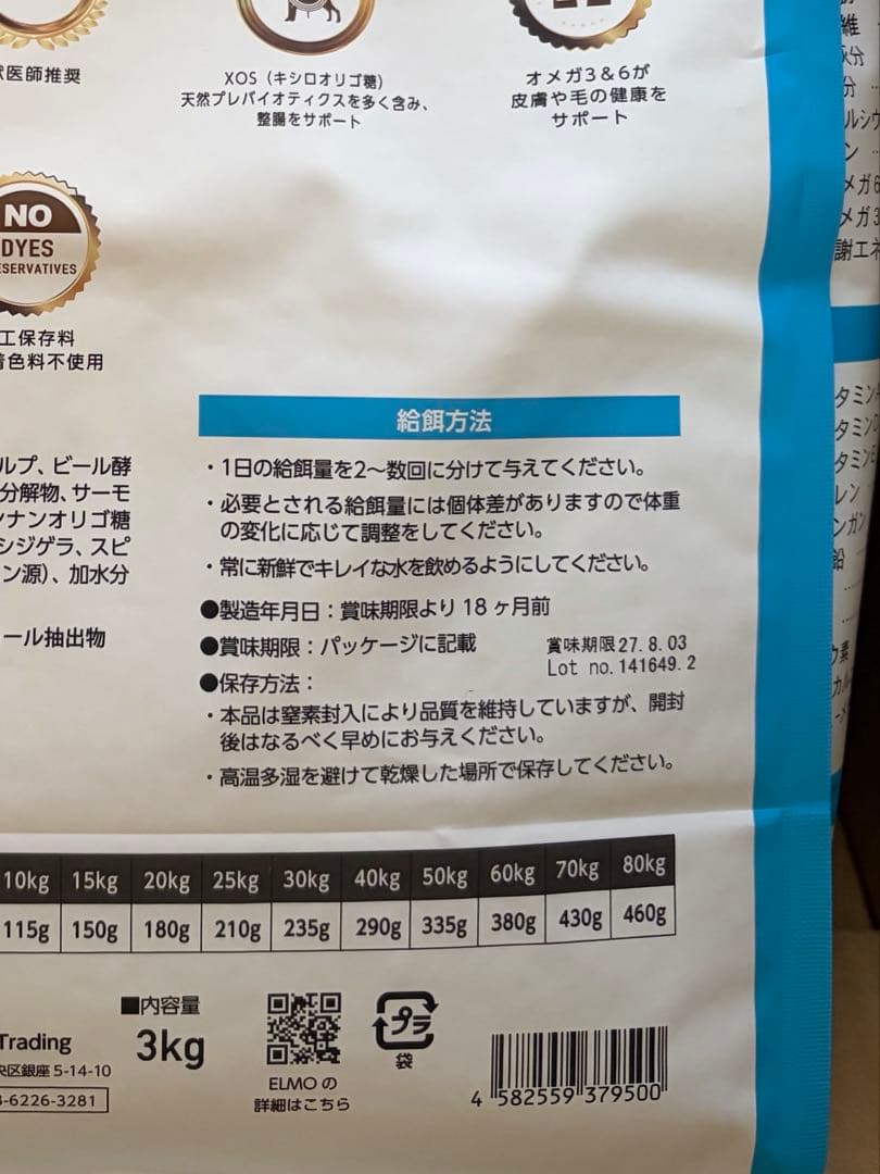 エルモ　ELMO 成犬用　リッチインチキン（3kg1袋＋800g3袋セット）