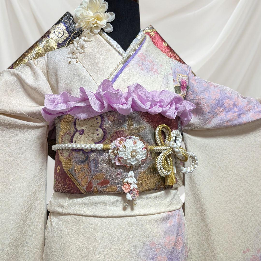 振袖フルセット(8点)・成人式・辻ヶ花・辻が花・手絞り・高身長・銀通し・高身長