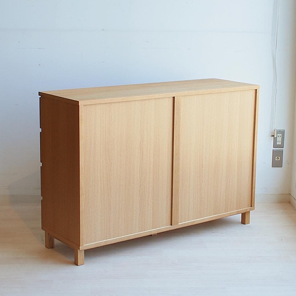 無印良品/MUJI 廃盤 タモ材 ワイドチェスト 120cm 4段 脚付き