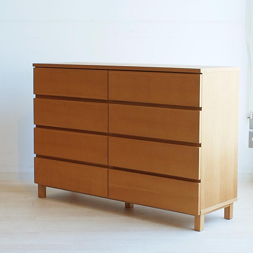 無印良品/MUJI 廃盤 タモ材 ワイドチェスト 120cm 4段 脚付き