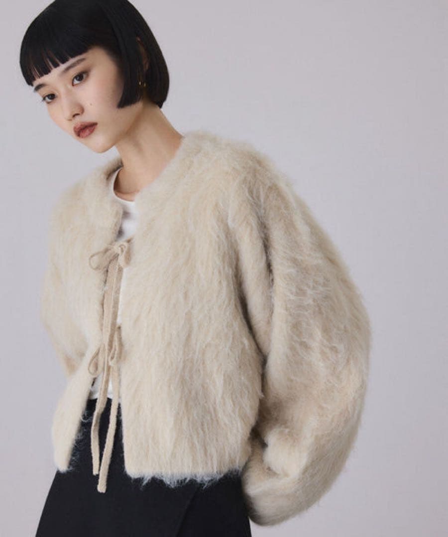 【美品】アダムエロペ アルパカフラッフィーカーディガン ベージュ F