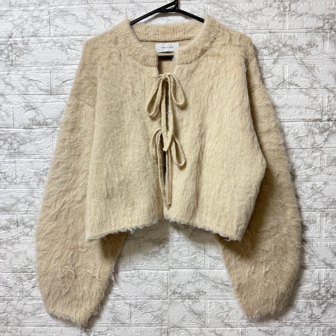 【美品】アダムエロペ アルパカフラッフィーカーディガン ベージュ F