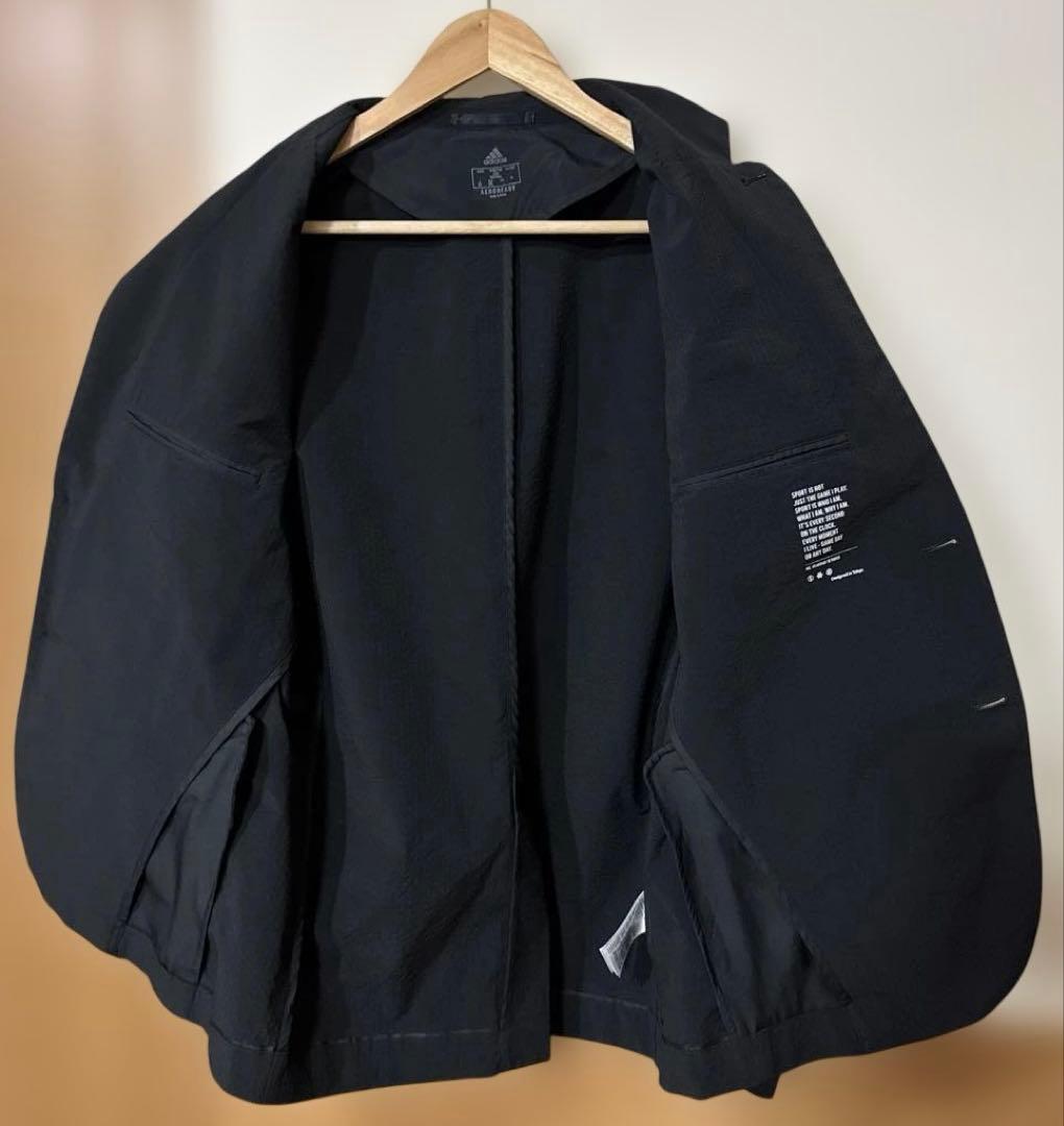 【美品 XL】アディダス 伊勢丹 ICON JACKET シアサッカー 伸縮 黒