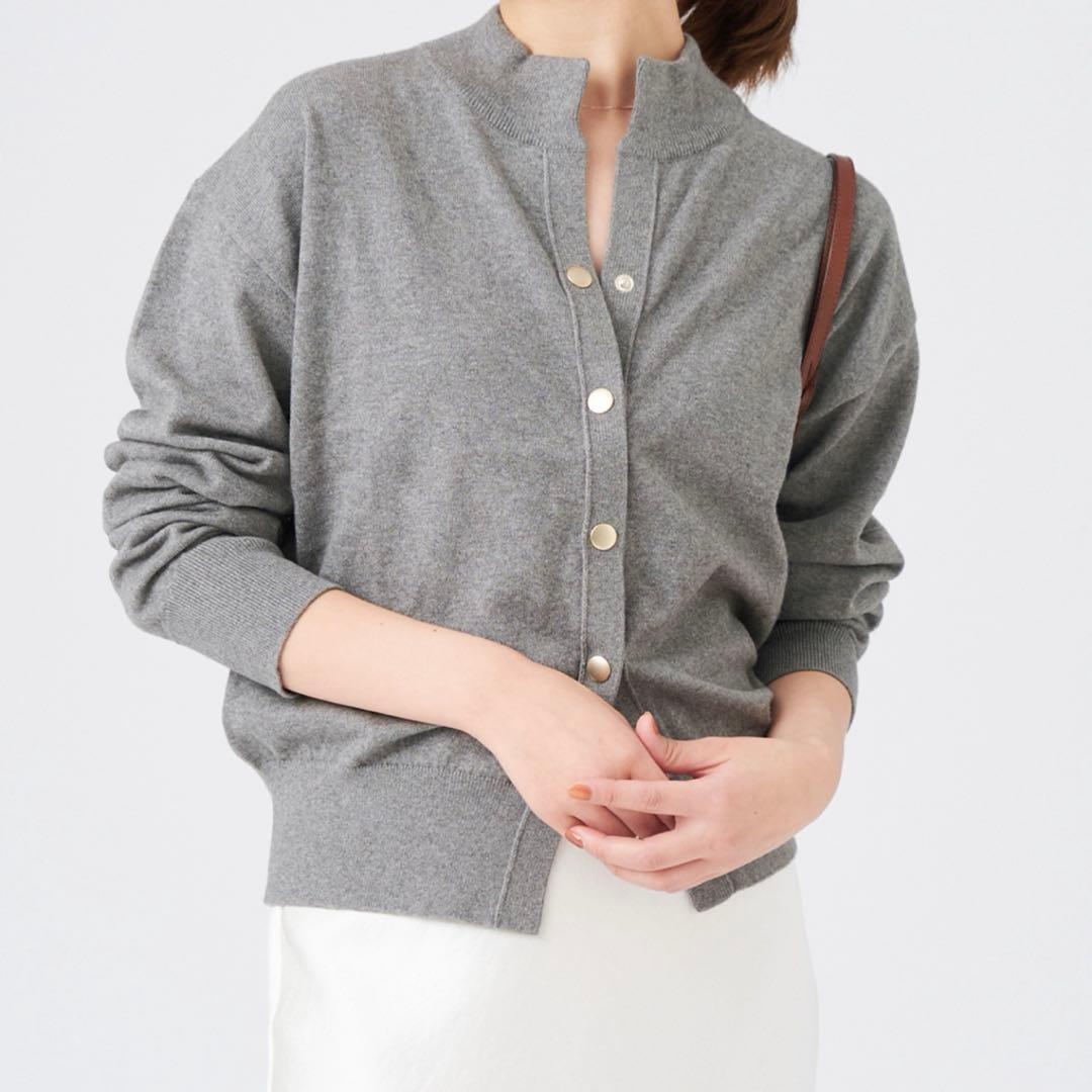 【極美品】イエナ金ボタンベーシックカーディガン IENA カシミア混 グレー