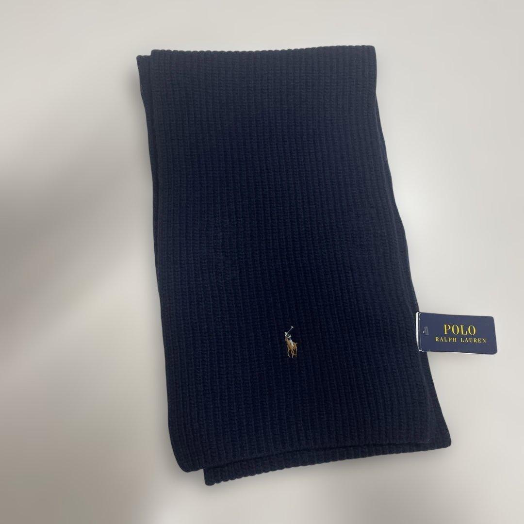 新品タグ付き ポロラルフローレン マフラー RALPHLAUREN ネイビー