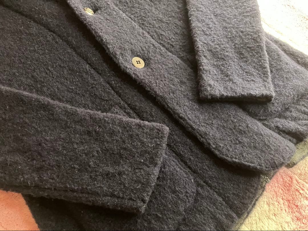 LARDINI ウール ポリエステル ニットジャケット ドット柄 ネイビー S