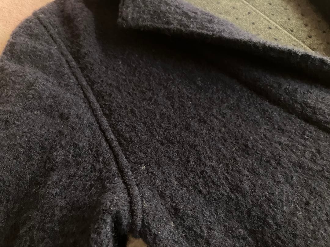 LARDINI ウール ポリエステル ニットジャケット ドット柄 ネイビー S
