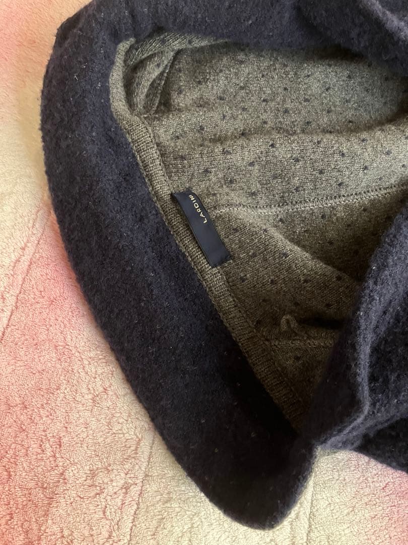 LARDINI ウール ポリエステル ニットジャケット ドット柄 ネイビー S