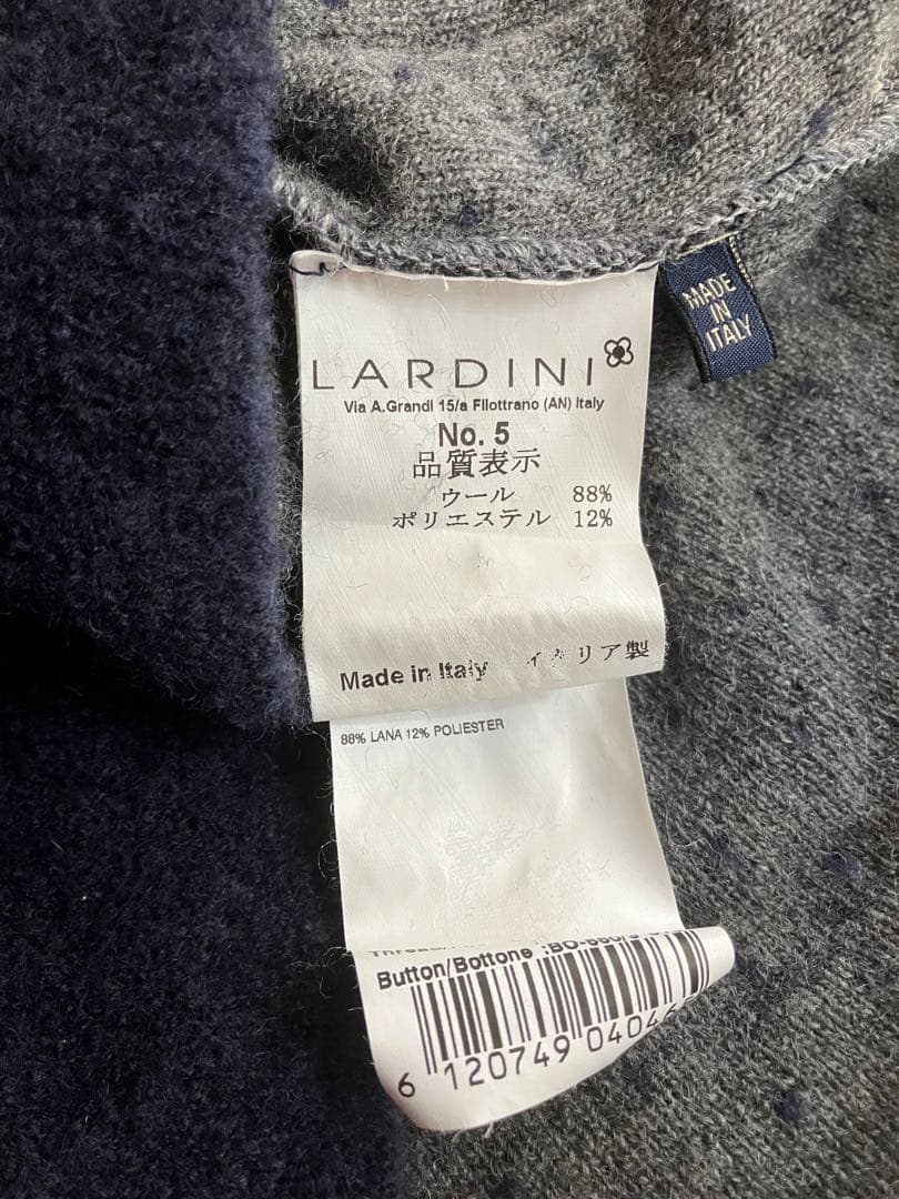 LARDINI ウール ポリエステル ニットジャケット ドット柄 ネイビー S