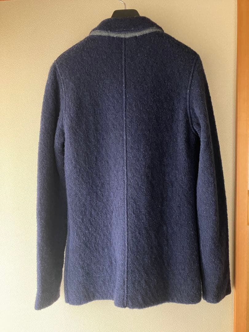 LARDINI ウール ポリエステル ニットジャケット ドット柄 ネイビー S