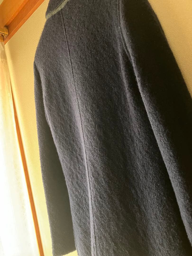 LARDINI ウール ポリエステル ニットジャケット ドット柄 ネイビー S