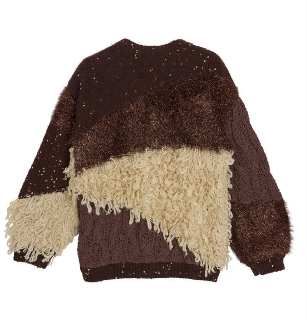 トップス UND MIX YARN PATCHWORK KNIT CARDIGAN