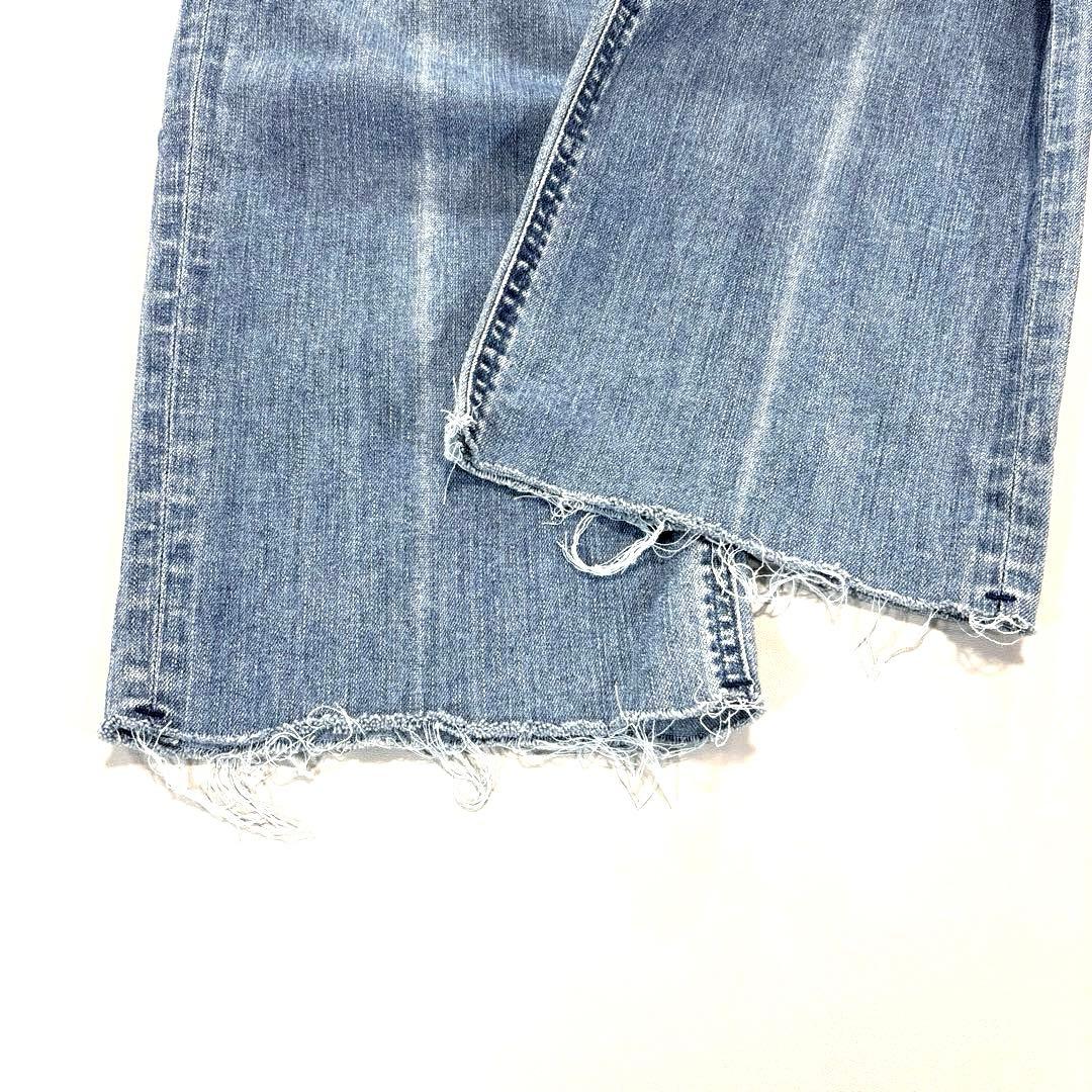 ヤヌーク　リリス　カットオフ　デニムパンツ　ワイド　ハイウエスト　23 ブルー