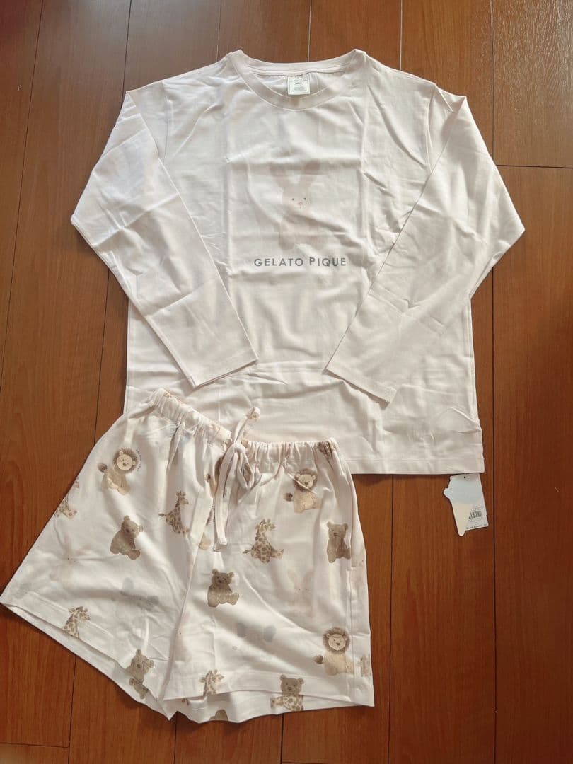 【ジェラートピケ】ぬいぐるみ ロングスリーブTシャツ＆ショートパンツセット