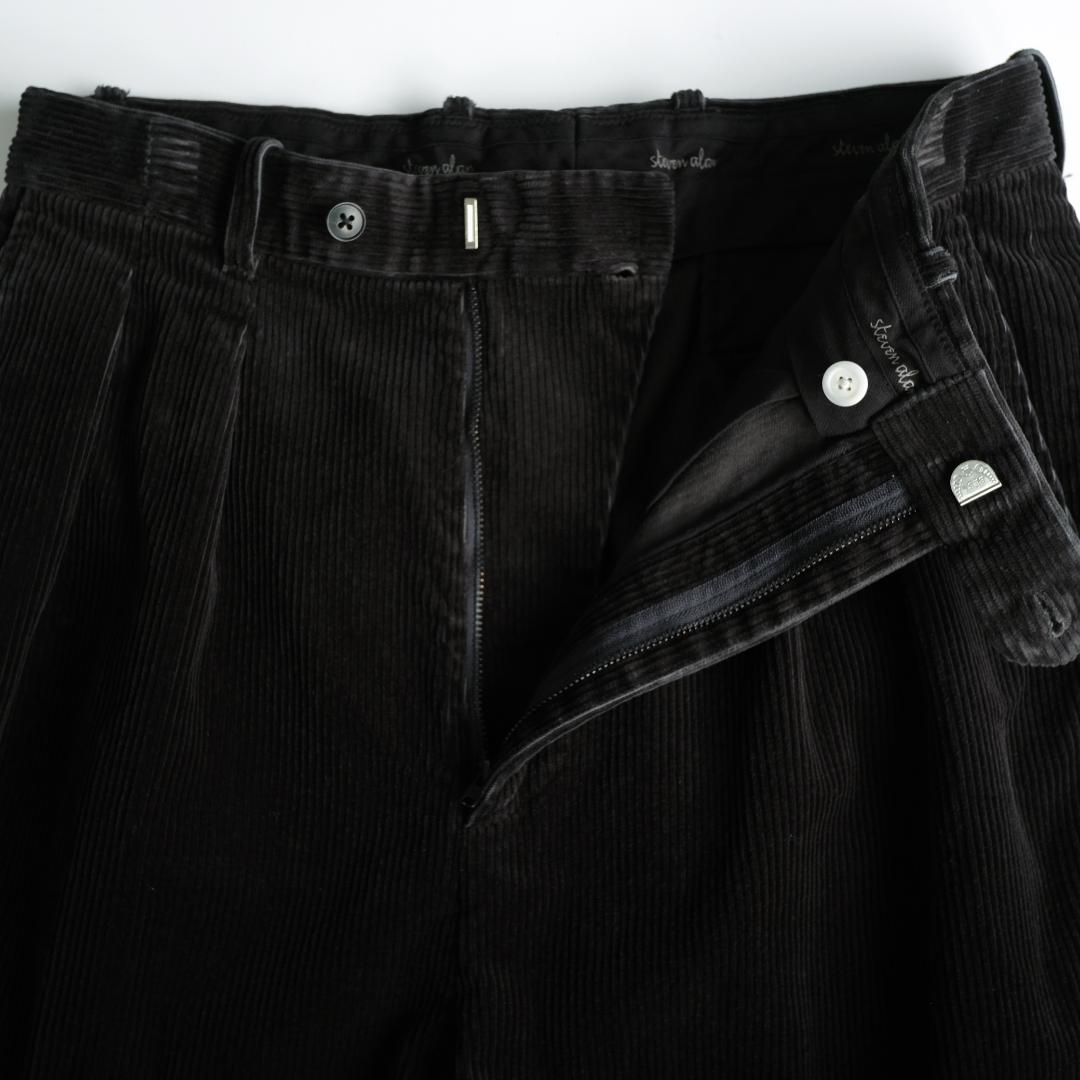 Steven Alan コーデュロイツープリーツトラウザーズ ダークグレー M
