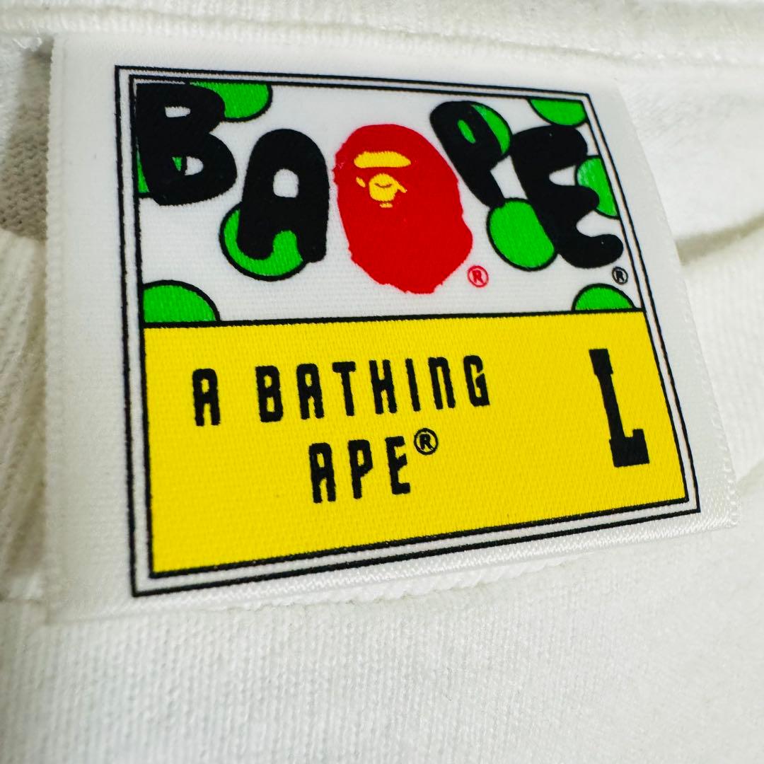 A BATHING APE Tシャツ BAPE ON MILO ブルーカモ 白L