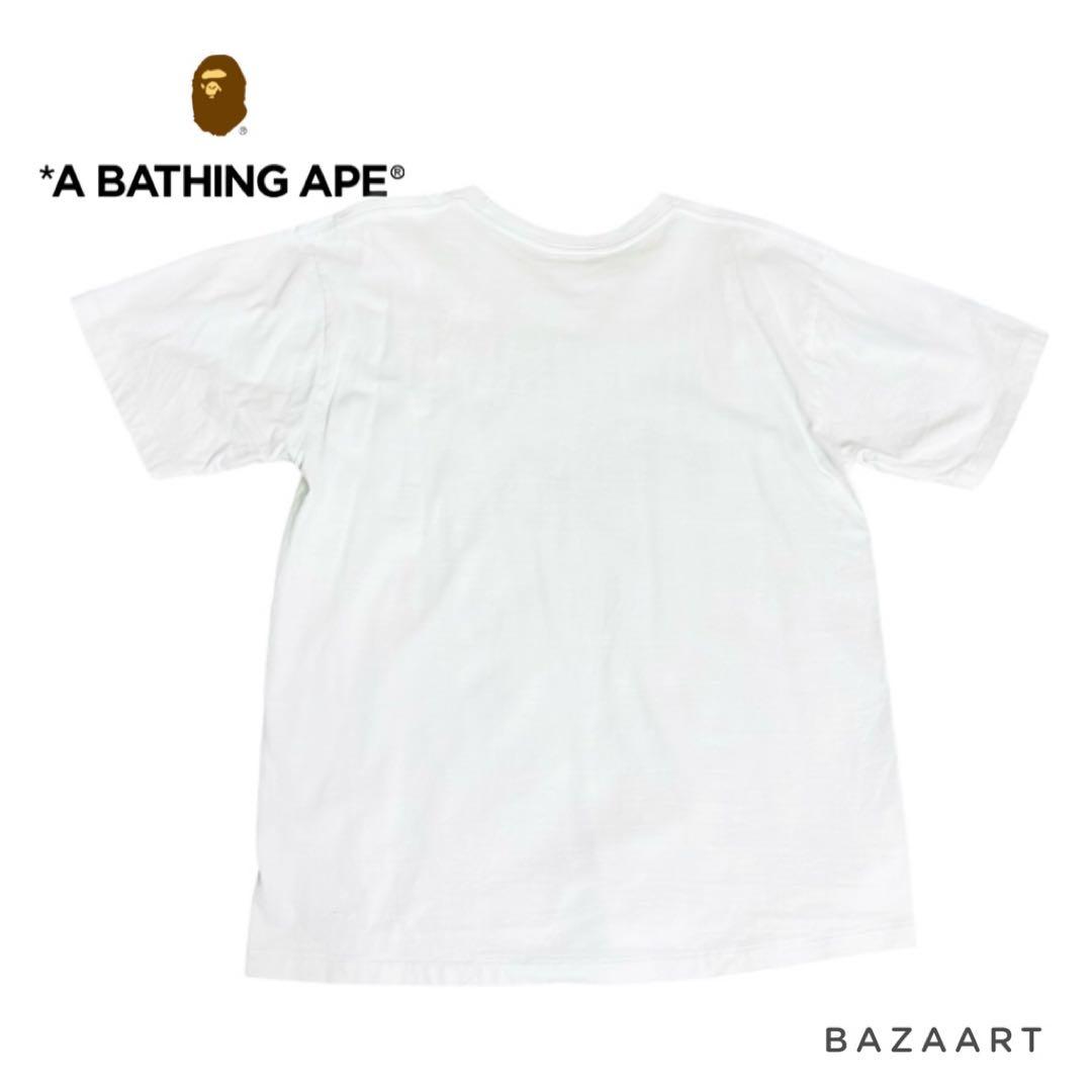 A BATHING APE Tシャツ BAPE ON MILO ブルーカモ 白L