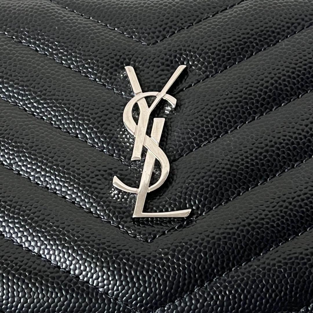 未使用級✨　サンローラン　二つ折り財布　YSL　キャビアスキン　ブラック